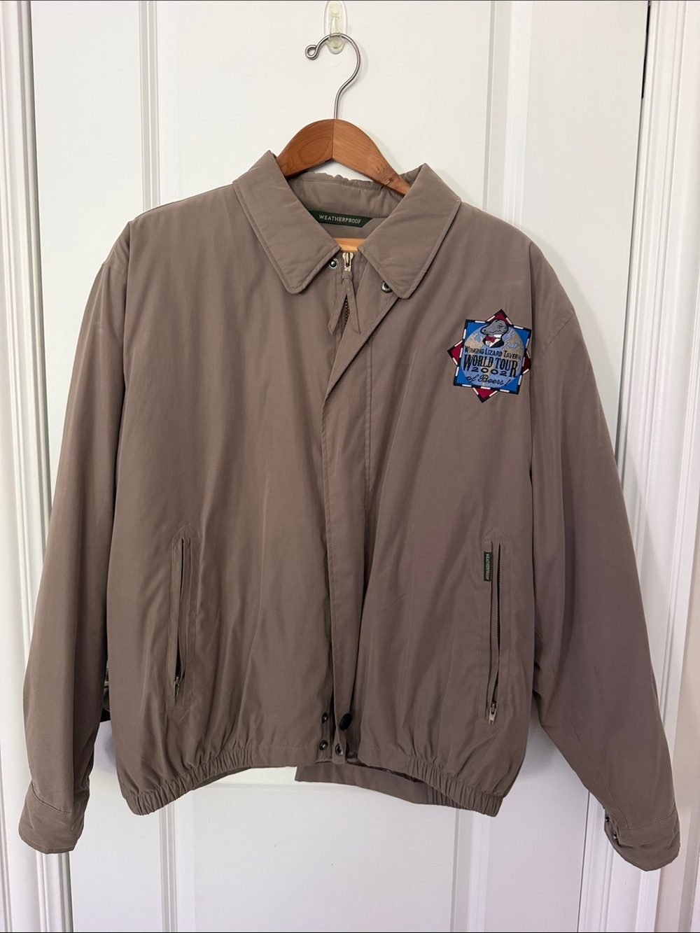 Weatherproof Taupe Lightweight Men's Jacket with Embroidered patch